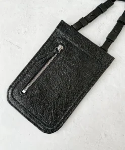 Riel Cell Phone Sling Crossbody Bag, Metallic Cracked Leather