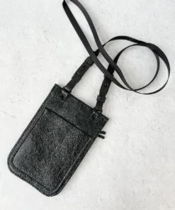 Riel Cell Phone Sling Crossbody Bag, Metallic Cracked Leather
