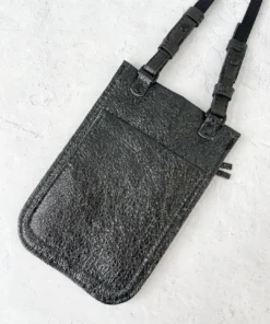 Riel Cell Phone Sling Crossbody Bag, Metallic Cracked Leather