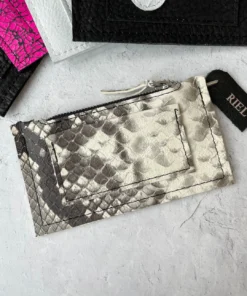 Riel Coin Pouch Card Holder, Beige Snake