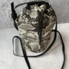 Riel Drawstring Mini Bucket Crossbody Bag, Beige Snake Riel