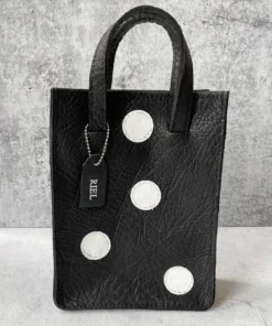 Riel Riel Rectangle Mini Tote Bag, Black/White Dots
