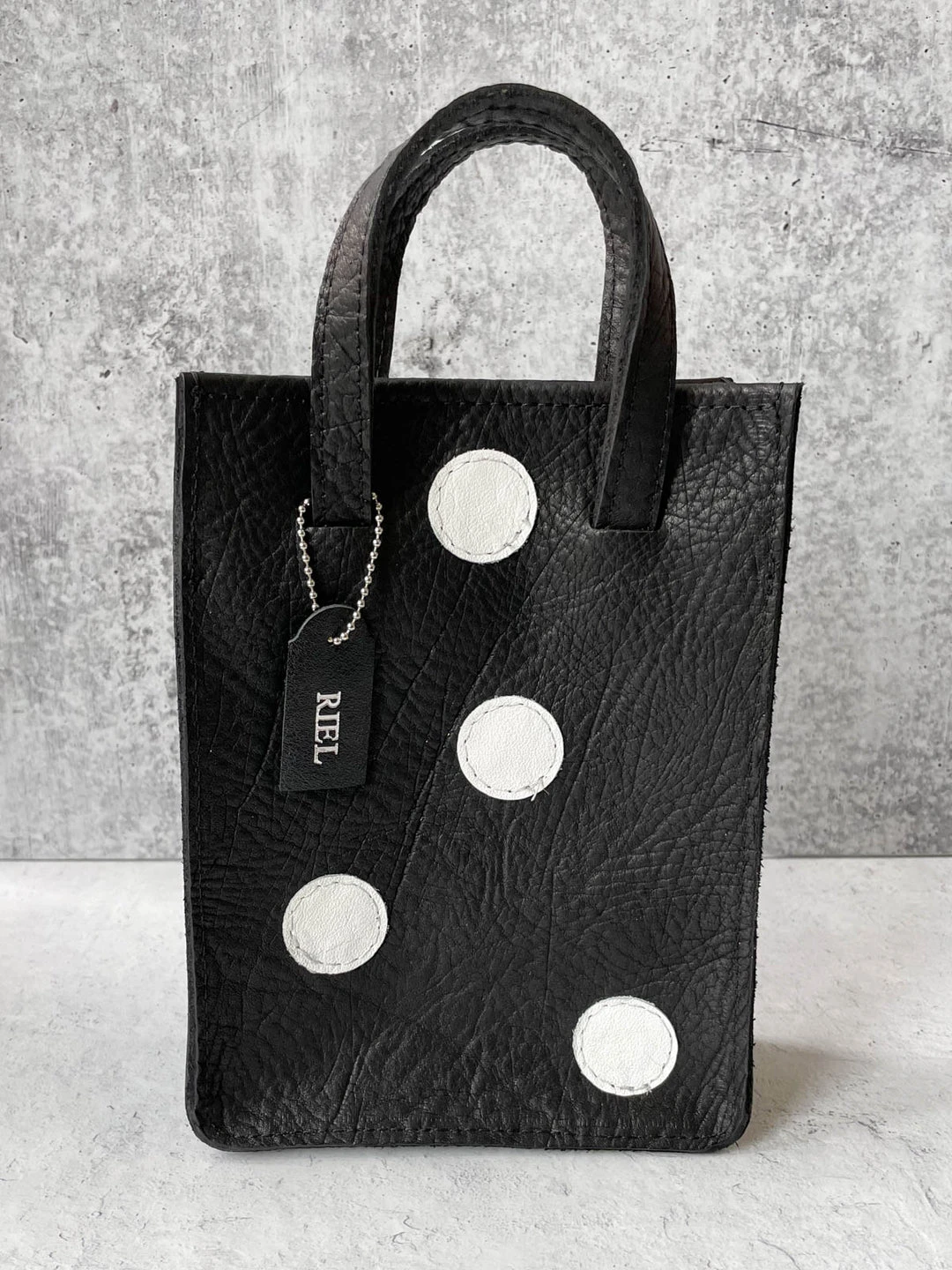 Riel Riel Rectangle Mini Tote Bag, Black/White Dots