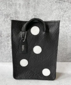 Riel Riel Rectangle Mini Tote Bag, Black/White Dots