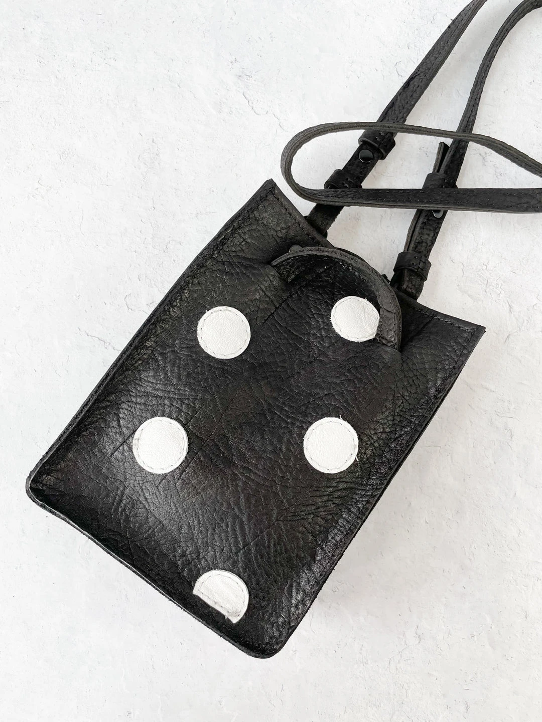 Riel Riel Rectangle Mini Tote Bag, Black/White Dots