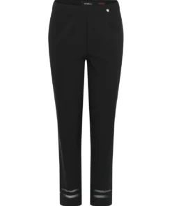 Robell Marie Mesh Trim Crop Pant, Black