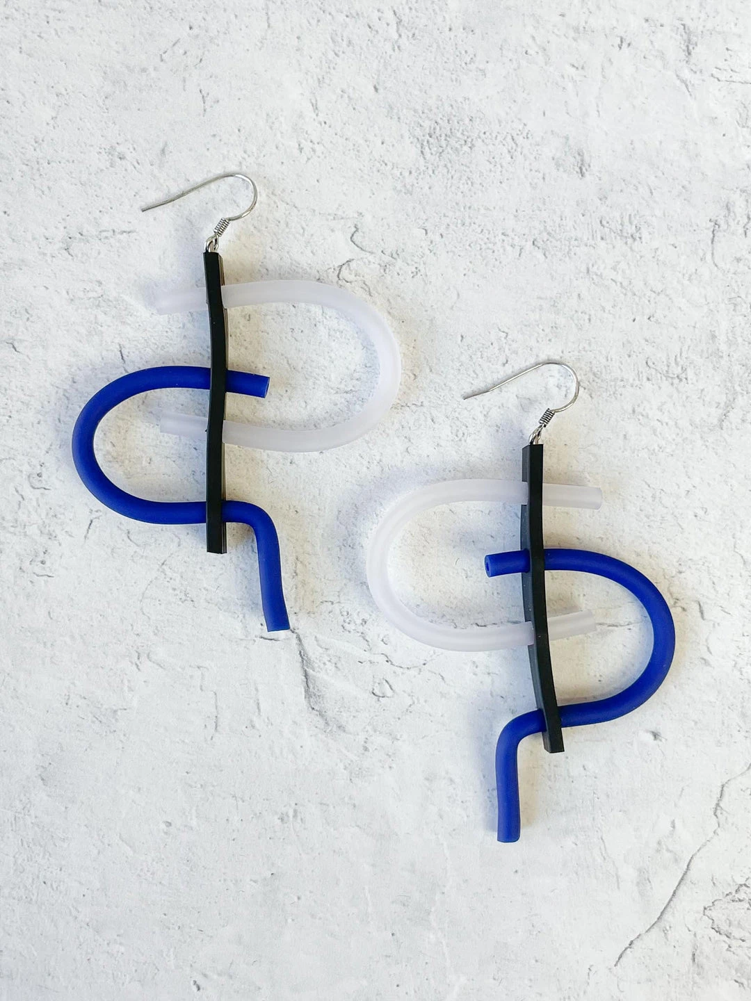 Samuel Coraux Tag Earrings, Black/Clear/Blue