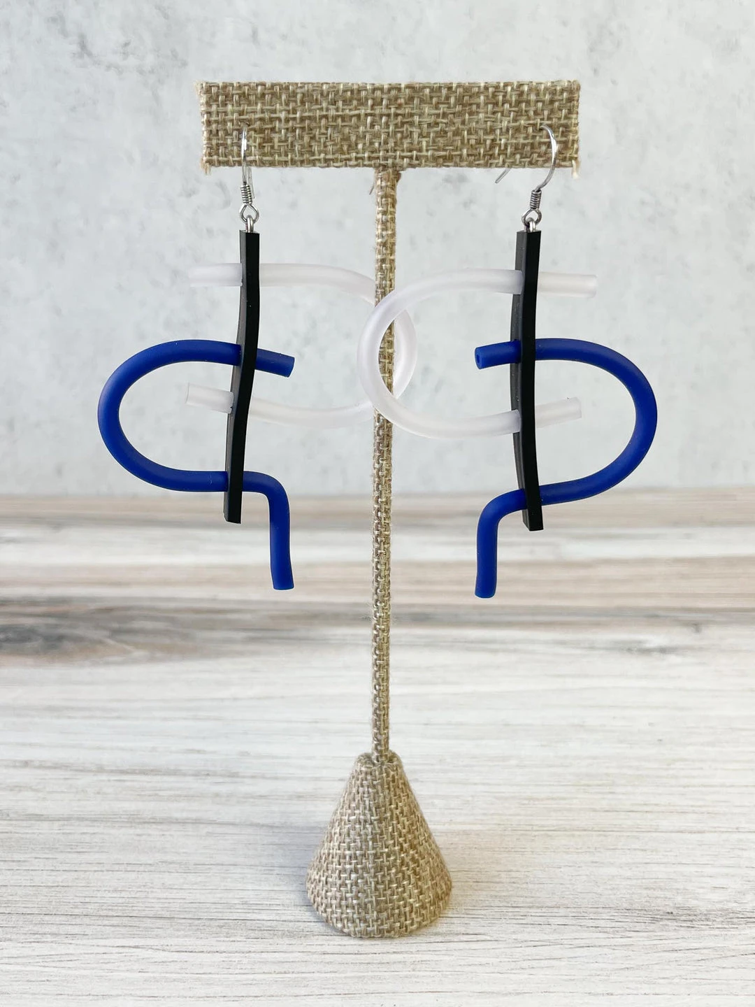 Samuel Coraux Tag Earrings, Black/Clear/Blue