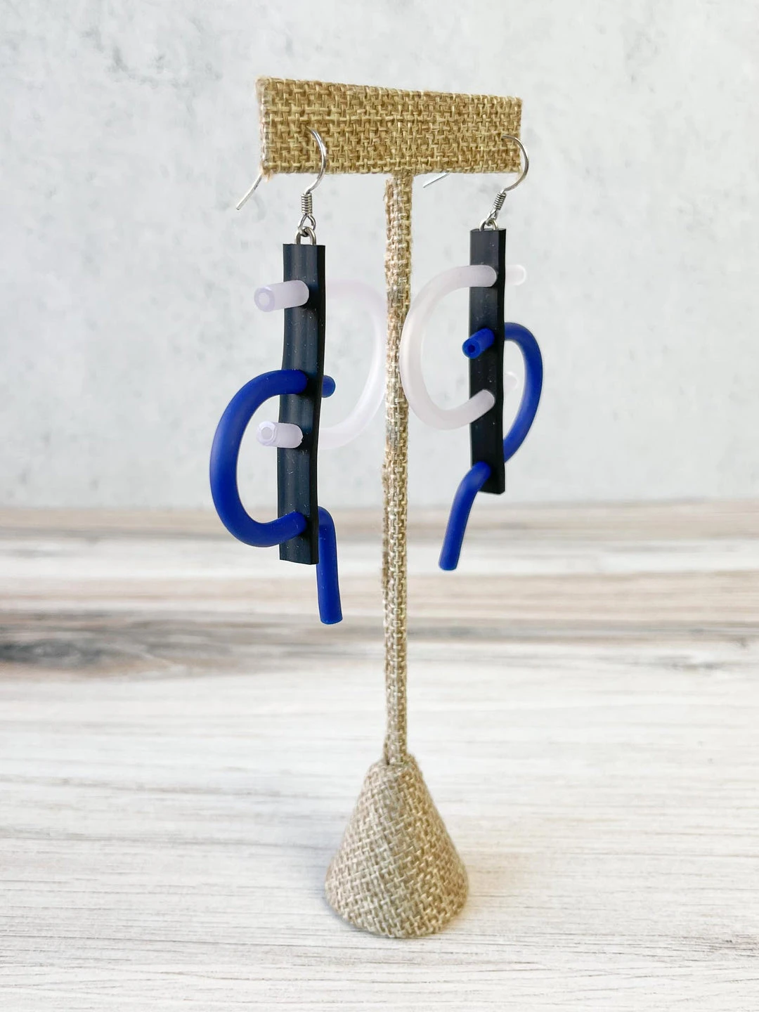 Samuel Coraux Tag Earrings, Black/Clear/Blue