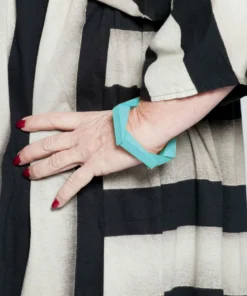 Sylca Designs Geometric Wooden Bracelet, Turquoise