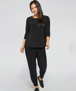 Sympli Go To Classic T Relax, 3/4 Sleeve, Black