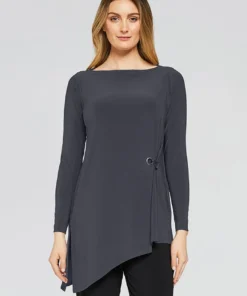 Sympli Halo Angle Tunic, Long Sleeve, Graphite Sympli