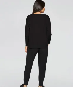 Sympli Sympli Motion Trim Boxy Top, Long Sleeve, Black