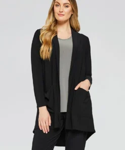 Sympli Sympli Shawl Collar Pocket Cardigan, Black