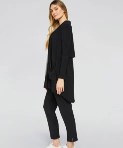 Sympli Sympli Shawl Collar Pocket Cardigan, Black