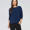 Sympli Trapeze Top, 3/4 Sleeve, Denim