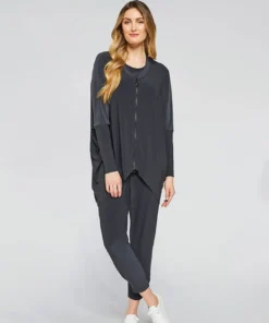 Sympli Zest Boxy Tunic, Long Sleeve, Graphite Sympli