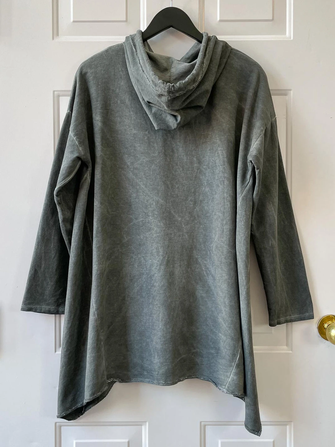 Tempo Paris Pocket Hi Lo Hoodie Top, Grey Tempo Paris