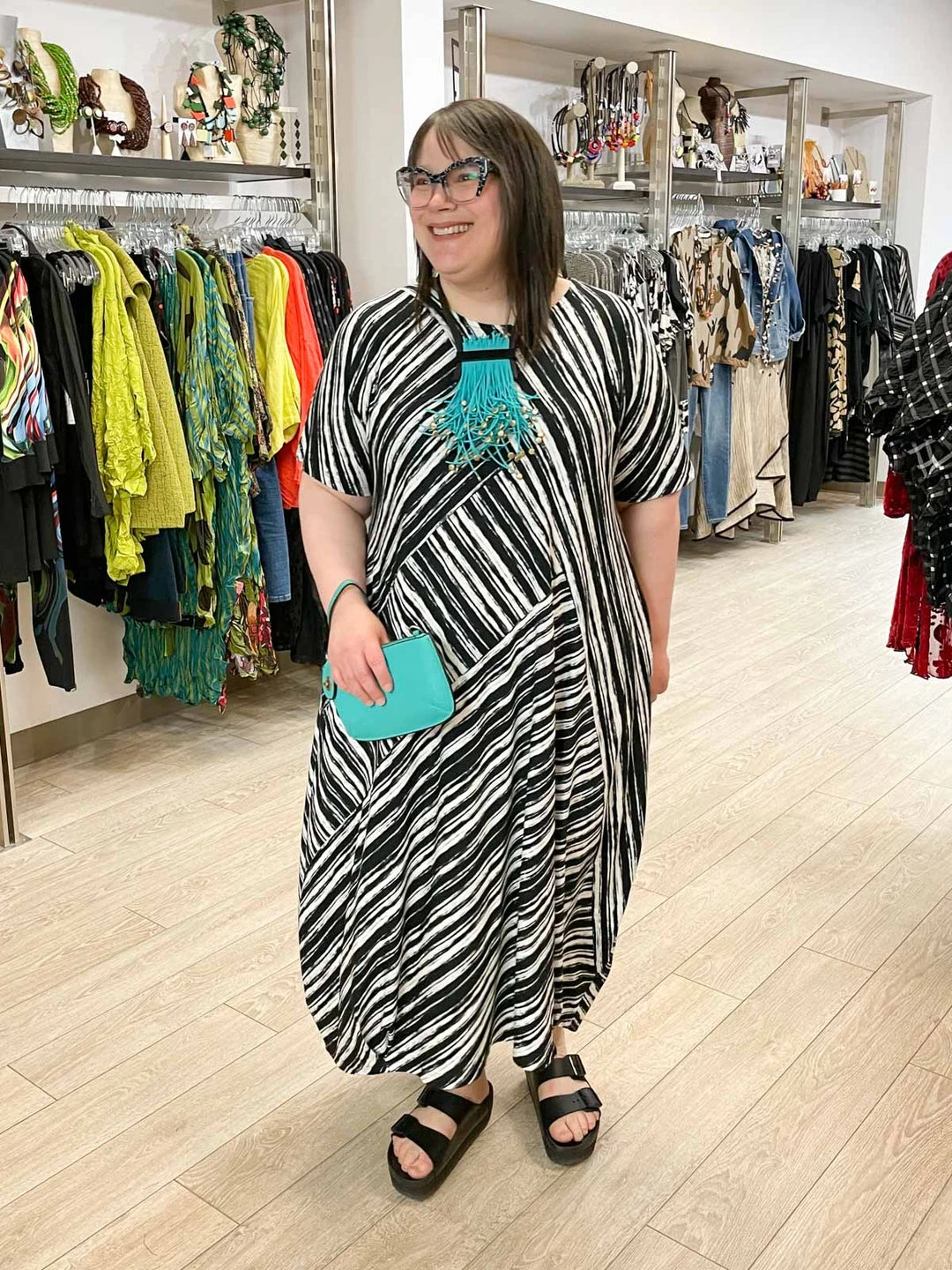 Trine Kryger Simonsen Trine Kryger Simonsen Luni Angled Panel Dress, Black/White