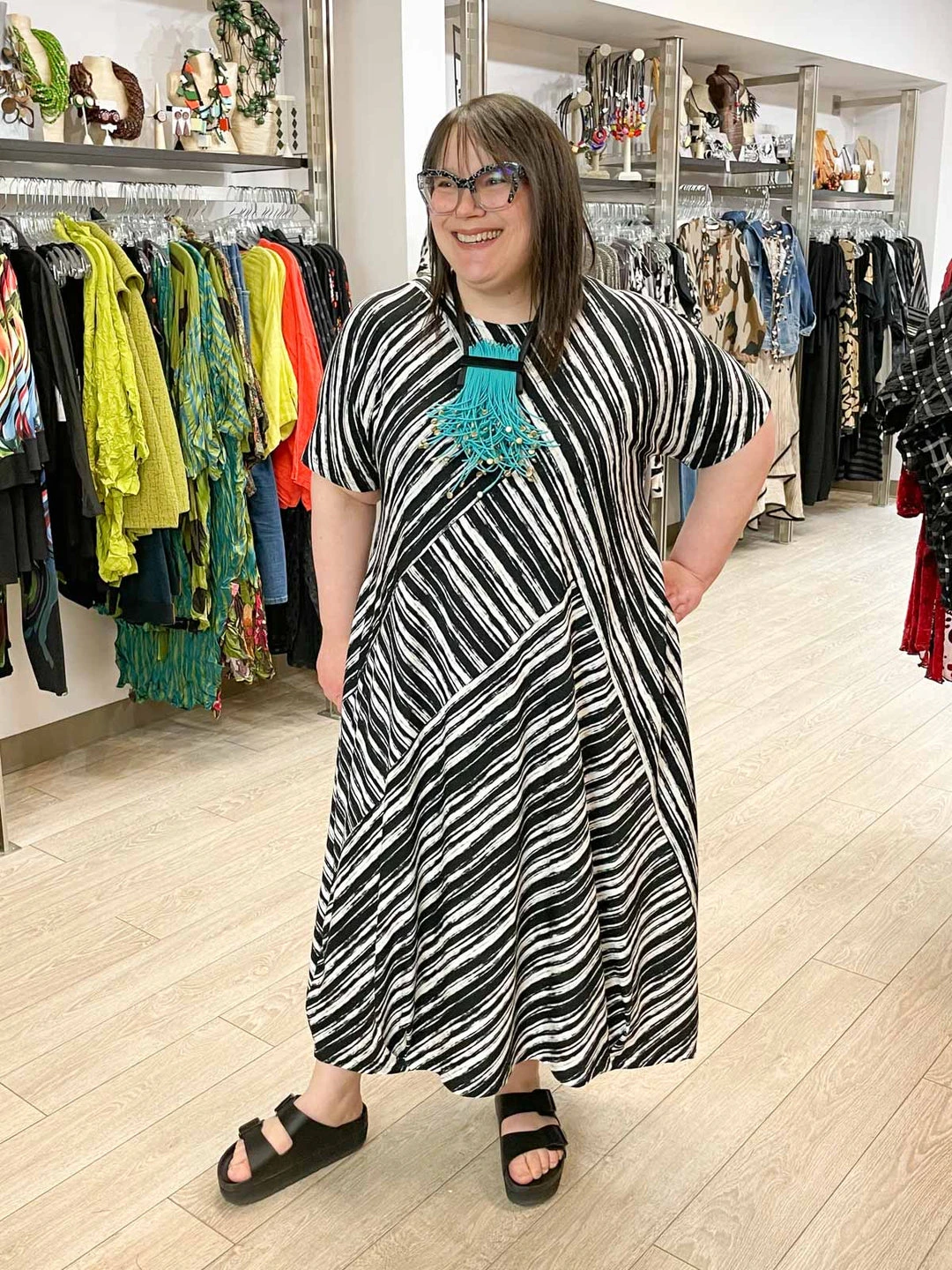 Trine Kryger Simonsen Trine Kryger Simonsen Luni Angled Panel Dress, Black/White