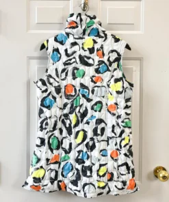 UBU Clothing Co Quilted Zip Front Reversible Vest, Seeing Spots/Small Leopard