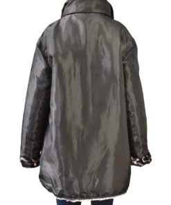 UBU Clothing Co Faux Fur Reversible Zip Front Jacket, Stripes/Black