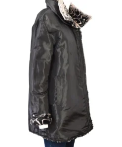 UBU Clothing Co Faux Fur Reversible Zip Front Jacket, Stripes/Black