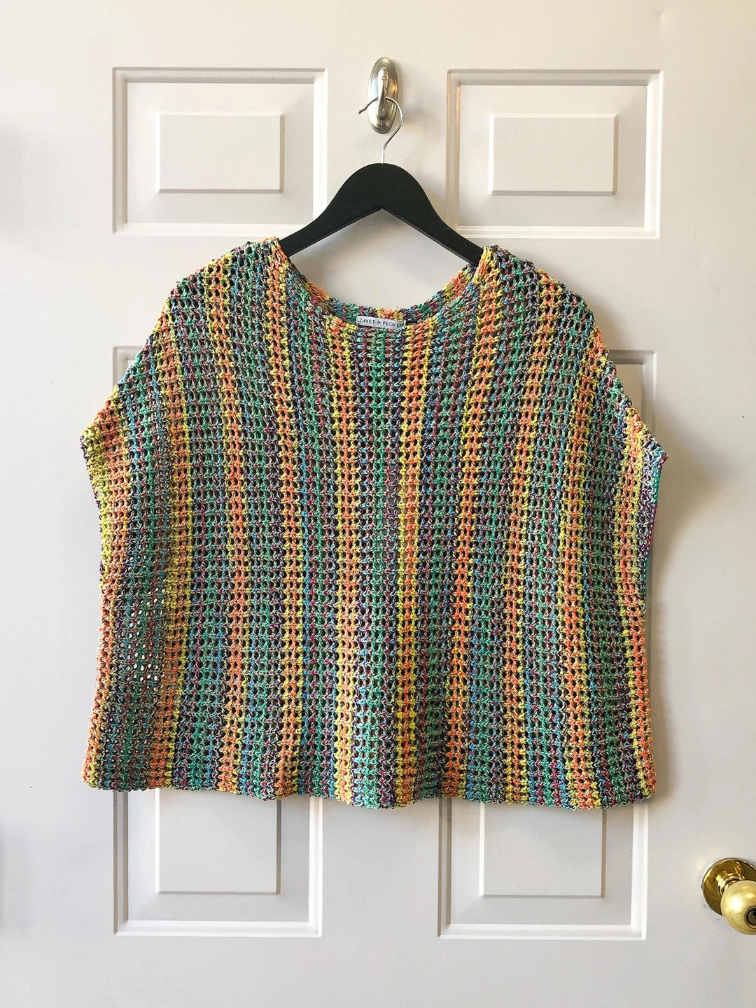 Zaket & Plover Melange Open Knit Sweater, Green Combo Tops