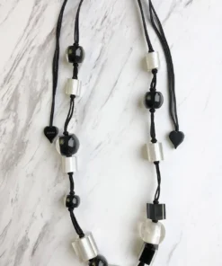 Zsiska Zsiska Colorful Cubes Mix Bead Long Adjustable Necklace, Silver/Black