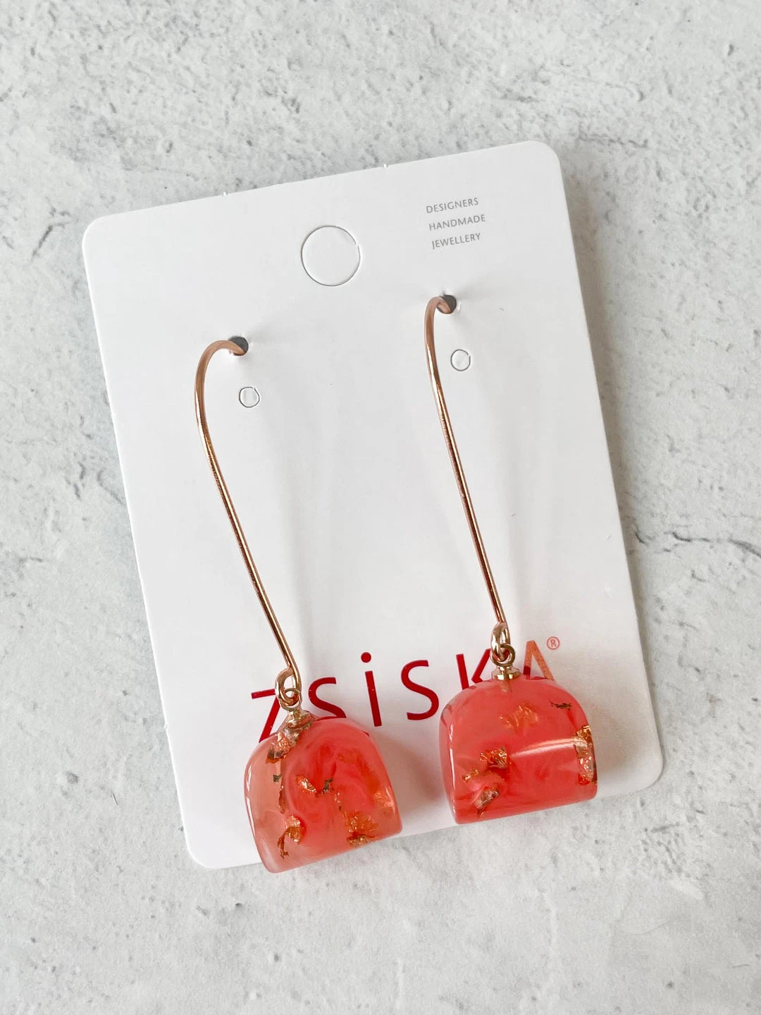 Zsiska Zsiska Ava Long Wire Drop Earrings, Orange