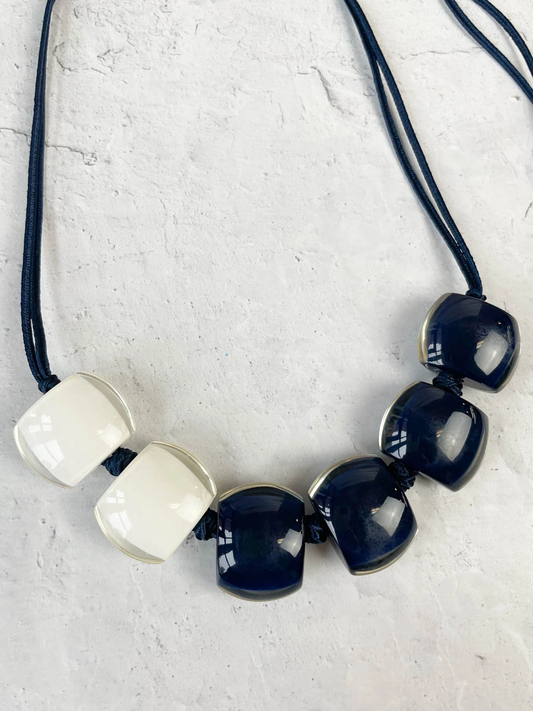 Zsiska Bellissima Large 6 Bead Adjustable Necklace, Blue/White