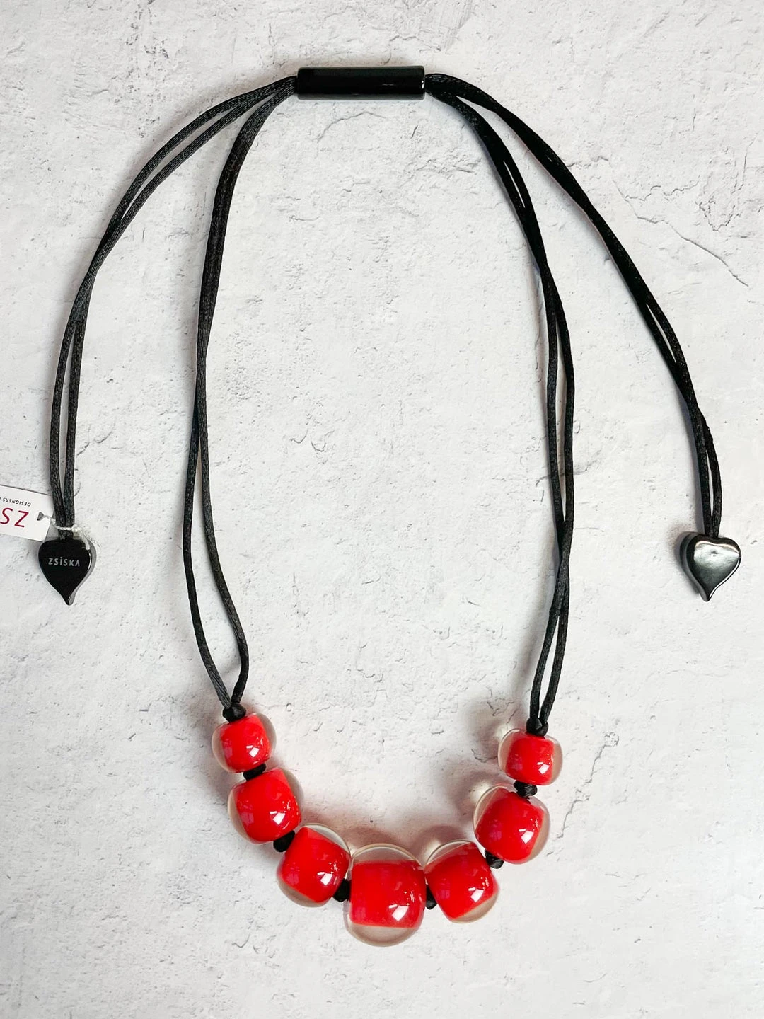 Zsiska Zsiska Colorful Beads 7 Bead Necklace, True Red