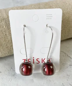 Zsiska Zsiska Colorful Beads Long Wire Earrings, Burgundy