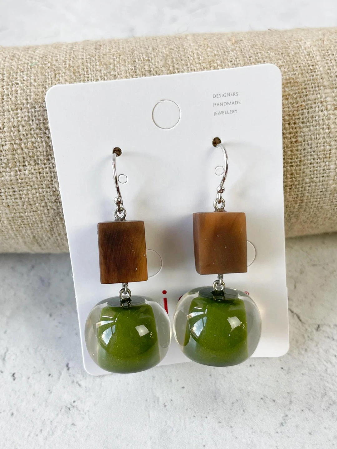 Zsiska Zsiska Colorful Beads Marbled Accent Mix Shape Drop Earrings, Dark Green