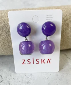 Zsiska Zsiska Colorful Cubes Petite Post Drop Earrings, Bright Purple
