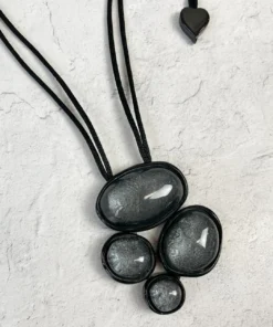 Zsiska Glam 4 Bead Pendant Necklace, Anthracite Zsiska