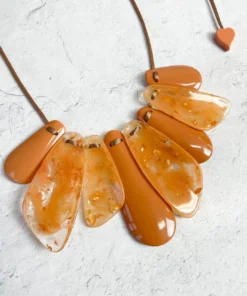 Zsiska Kamala 8 Bead Bib Necklace, Orange