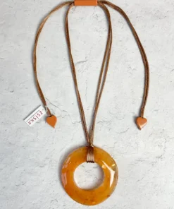 Zsiska Kamala Round Pendant Necklace, Orange Zsiska