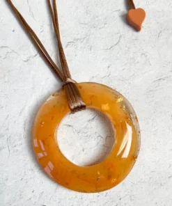 Zsiska Kamala Round Pendant Necklace, Orange Zsiska