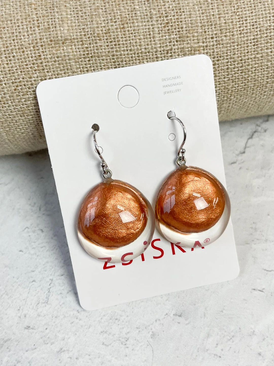 Zsiska Luxus Small Round Wire Drop Earrings, Copper Zsiska