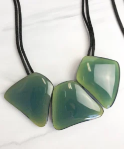 Zsiska Mara 3 Bead Adjustable Necklace, Green Zsiska