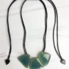 Zsiska Mara 3 Bead Adjustable Necklace, Green Zsiska