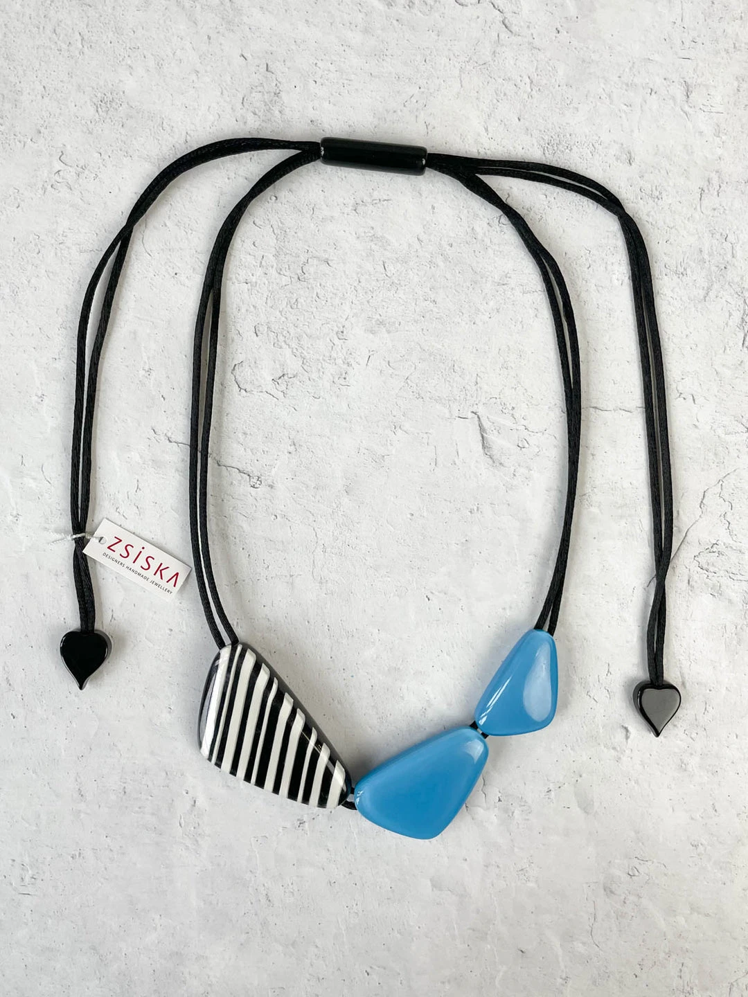 Zsiska Olivia 3 Bead Adjustable Necklace, Blue Zsiska