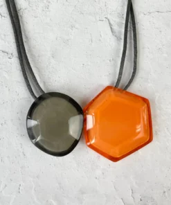 Zsiska Playa 2 Bead Adjustable Necklace, Orange Zsiska