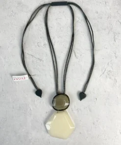 Zsiska Playa 2 Bead Pendant Necklace, White Zsiska