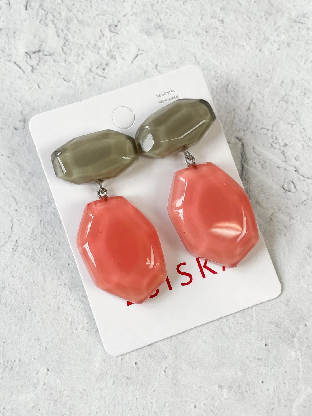 Zsiska Playa 2 Bead Post Drop Earrings, Pink