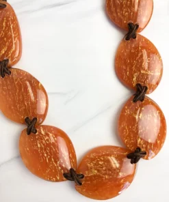 Zsiska Rhea 7 Bead Adjustable Necklace, Orange