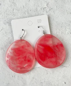 Zsiska Sabaai Large Wire Drop Earrings, Red