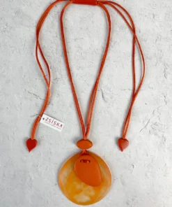 Zsiska Sabaai Round Pendant Necklace, Orange Zsiska