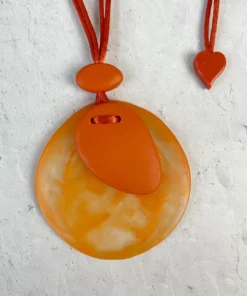 Zsiska Sabaai Round Pendant Necklace, Orange Zsiska